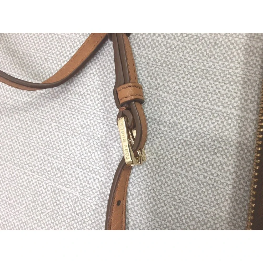 Tory Burch Robinson Crossbody Bag Small Clutch Foldover Tan Pebbled Leather